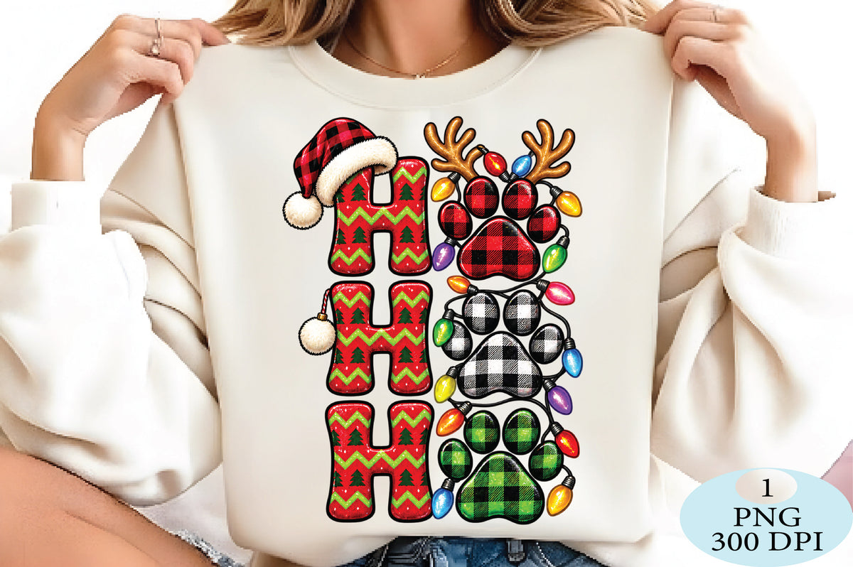 Christmas Ho Ho Ho Paw Prints PNG