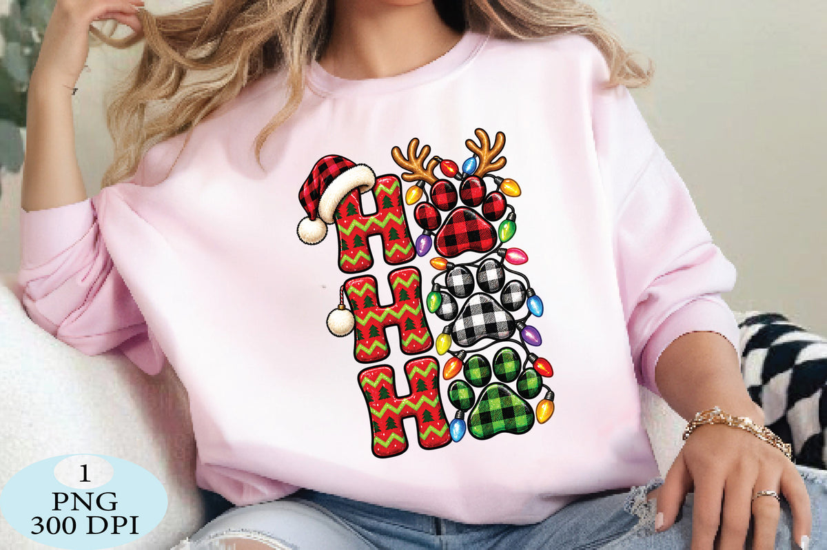 Christmas Ho Ho Ho Paw Prints PNG