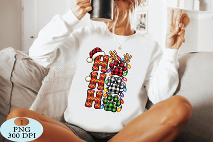 Christmas Ho Ho Ho Paw Prints PNG