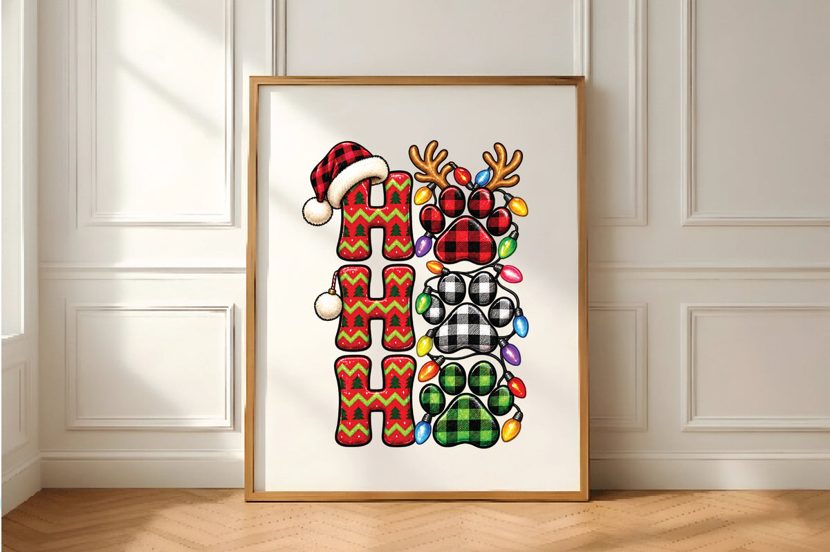 Christmas Ho Ho Ho Paw Prints PNG