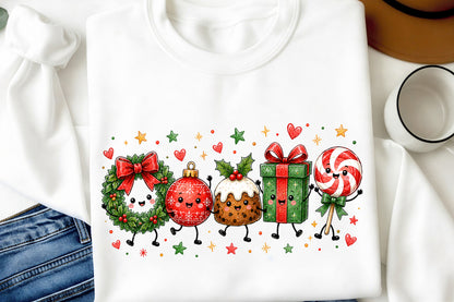 Christmas Holiday Characters PNG Cute Wreath Ornament Gift Candy PNG