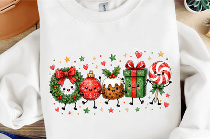 Christmas Holiday Characters PNG Cute Wreath Ornament Gift Candy PNG