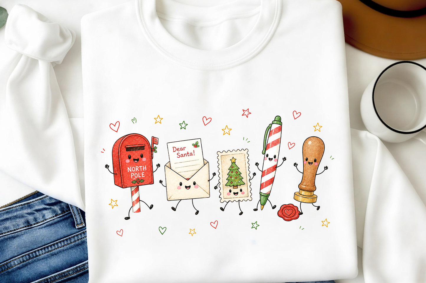 Christmas Mail Doodle PNG, Santa Letter North Pole Candy Cane Holiday Sublimation Design