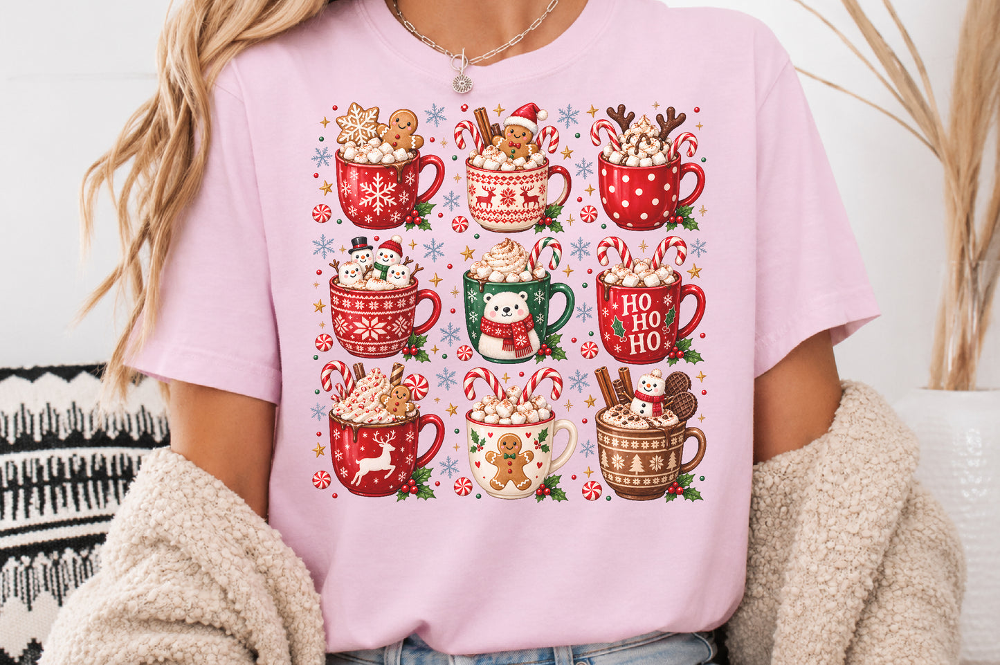 Christmas Hot Chocolate Mugs PNG Cute Holiday Cocoa Sublimation Bundle