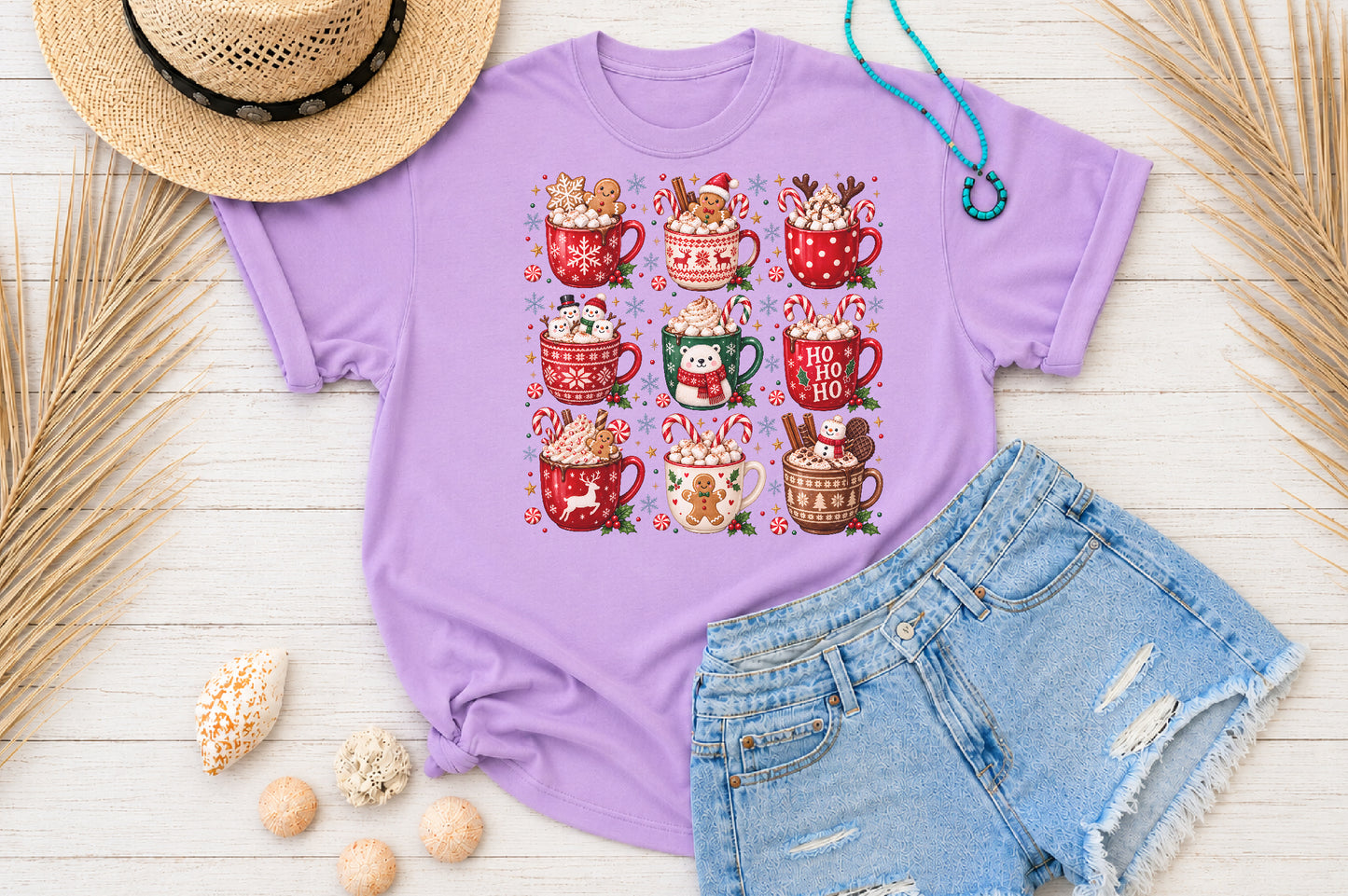 Christmas Hot Chocolate Mugs PNG Cute Holiday Cocoa Sublimation Bundle