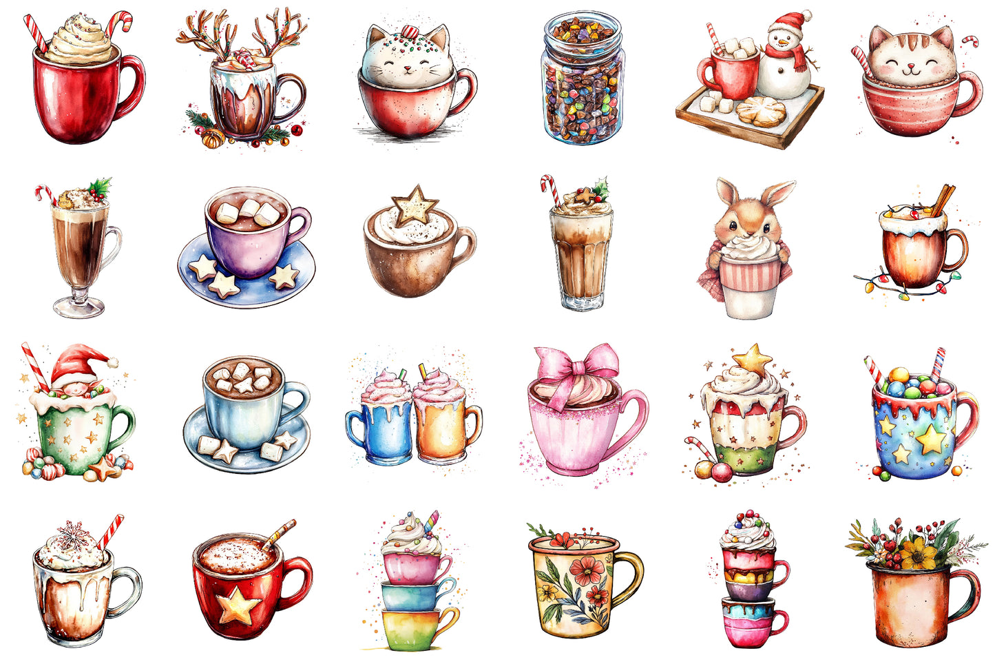 Christmas Hot Cocoa Sublimation PNG Clipart Bundle
