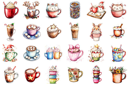 Christmas Hot Cocoa Sublimation PNG Clipart Bundle