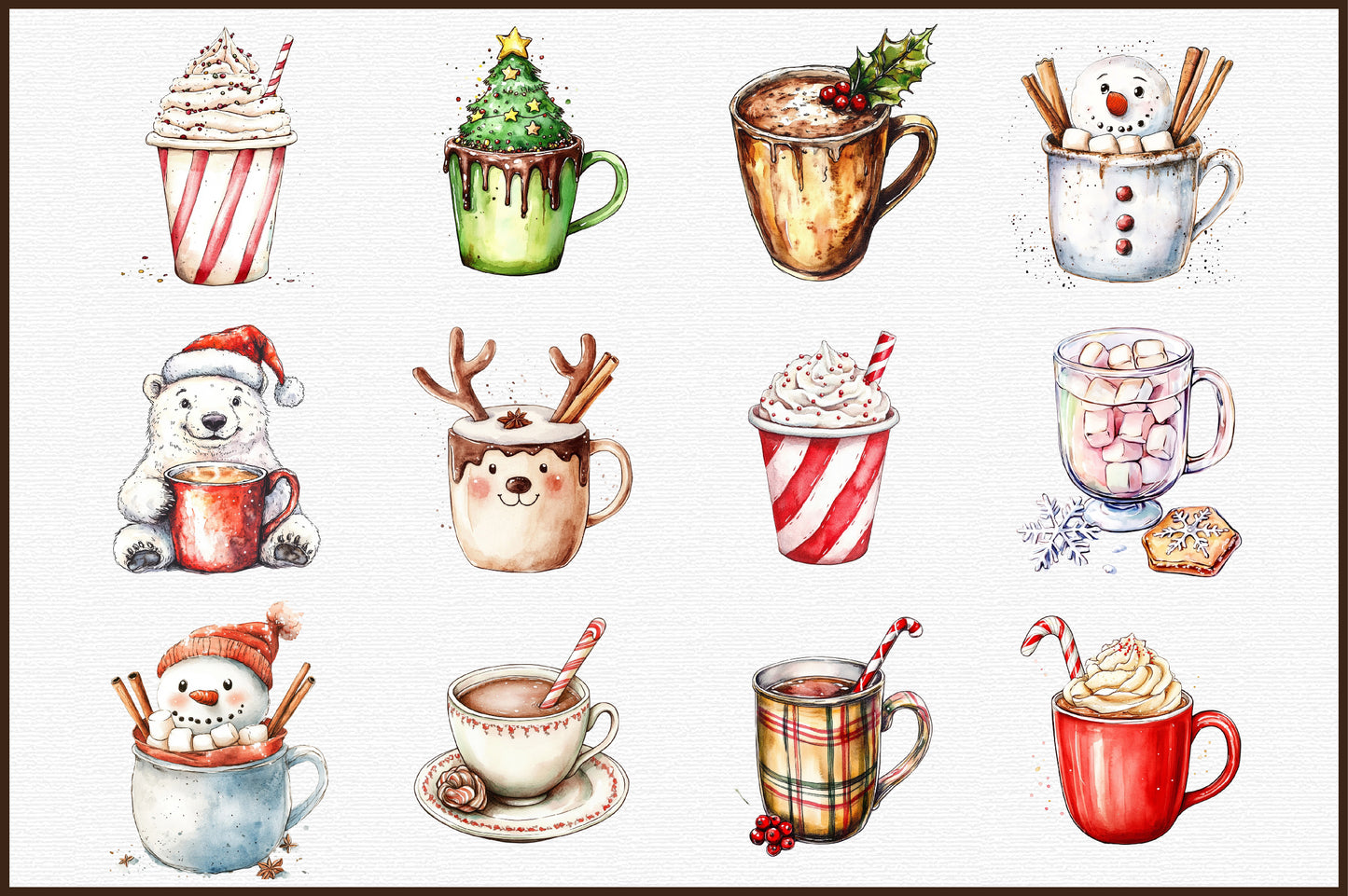 Christmas Hot Cocoa Sublimation PNG Clipart Bundle