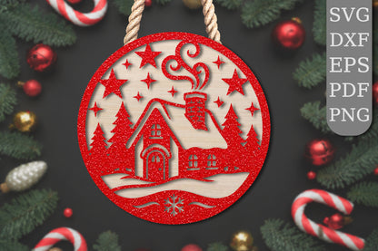 Christmas Village Ornament Laser Cut SVG