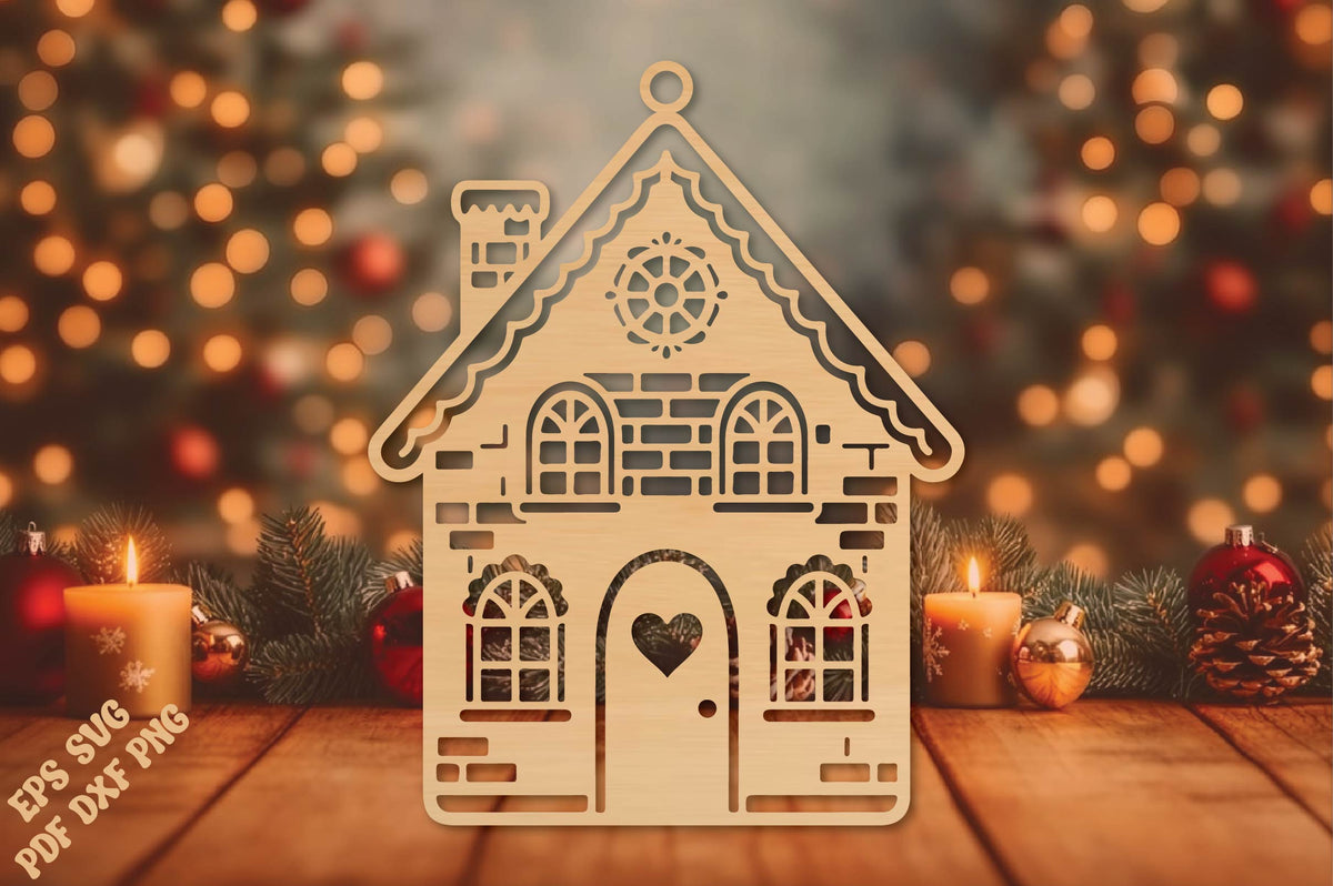 Christmas House Ornament SVG