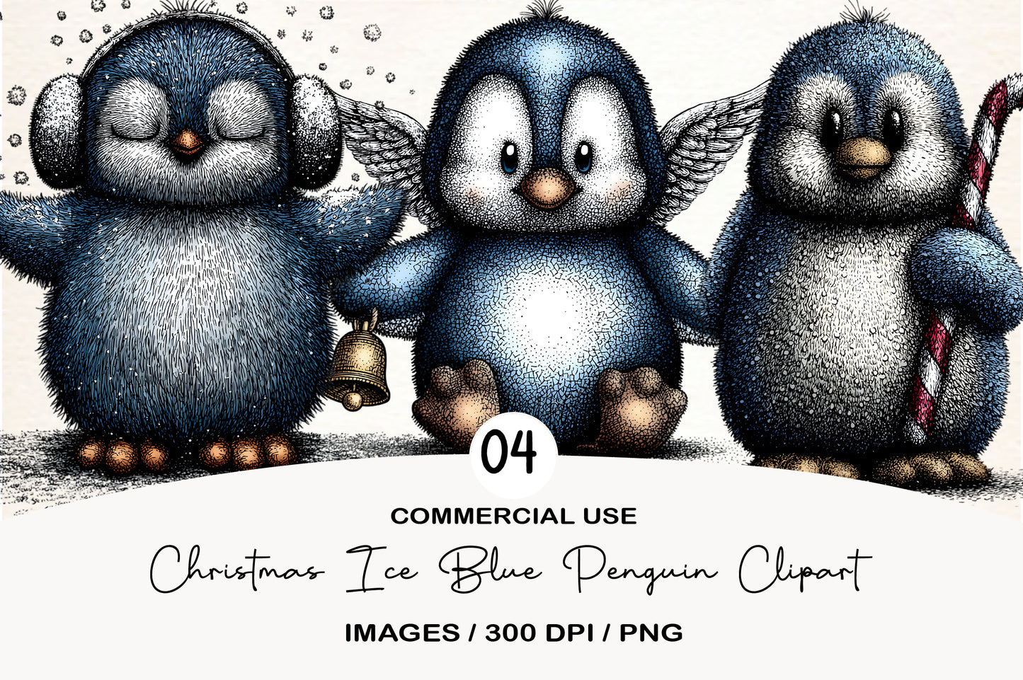 Christmas Ice Blue Penguin Clipart PNG