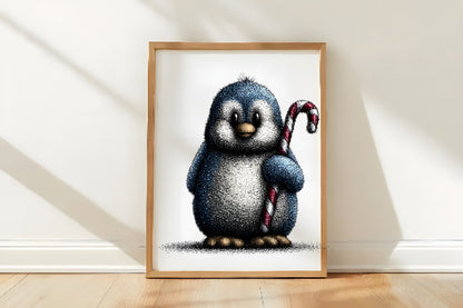 Christmas Ice Blue Penguin Clipart PNG