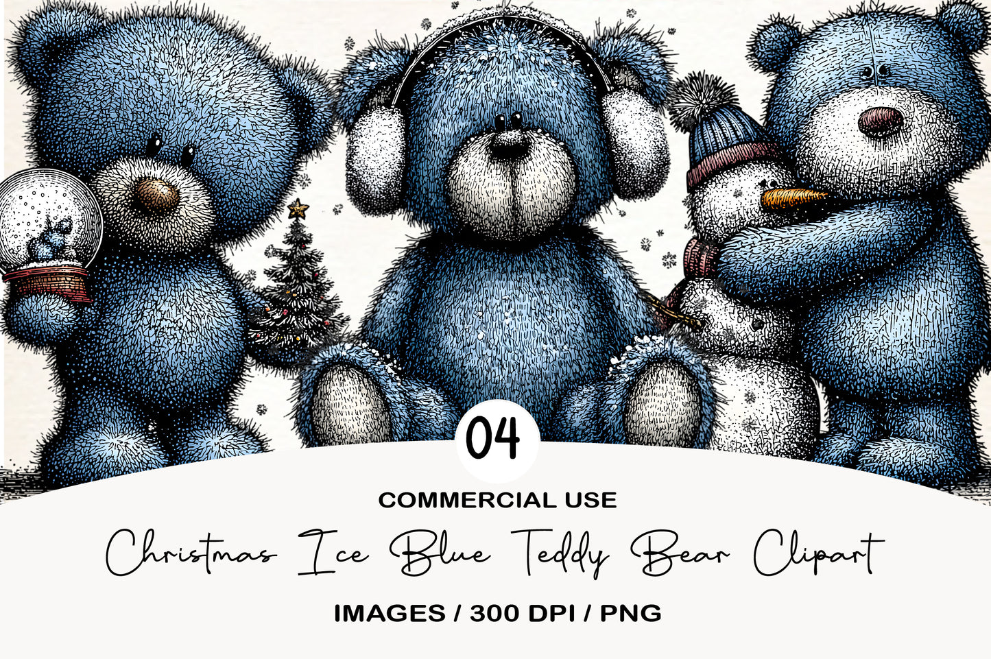 Christmas Ice Blue Teddy Bear Clipart PNG