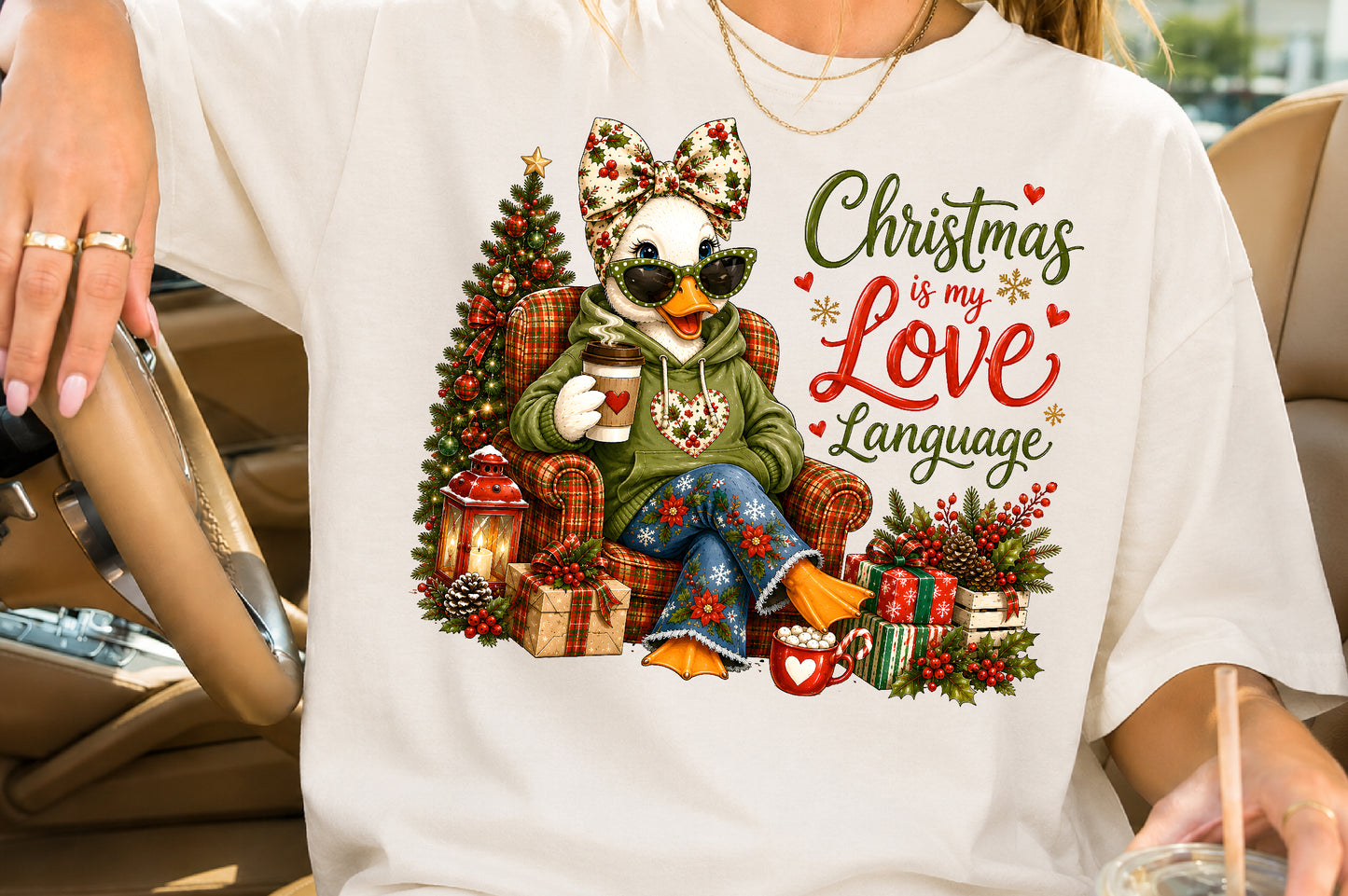 Christmas Is My Love Language PNG Cute Duck Sublimation Design