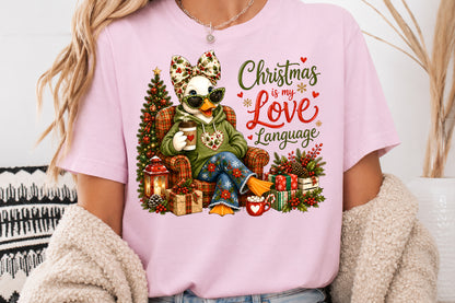 Christmas Is My Love Language PNG Cute Duck Sublimation Design