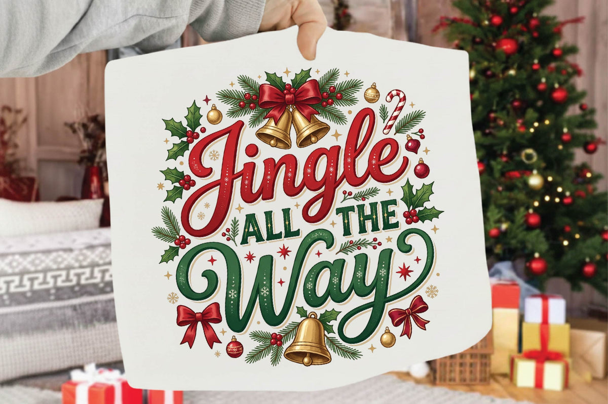Jingle All the Way Christmas PNG, Christmas Holiday Quote Sublimation Design, Festive Christmas PNG