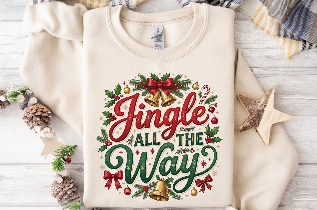 Jingle All the Way Christmas PNG, Christmas Holiday Quote Sublimation Design, Festive Christmas PNG