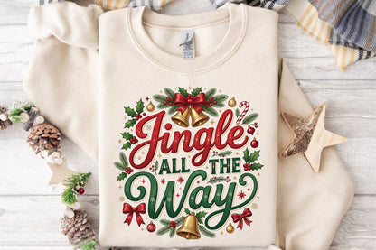 Jingle All the Way Christmas PNG, Christmas Holiday Quote Sublimation Design, Festive Christmas PNG