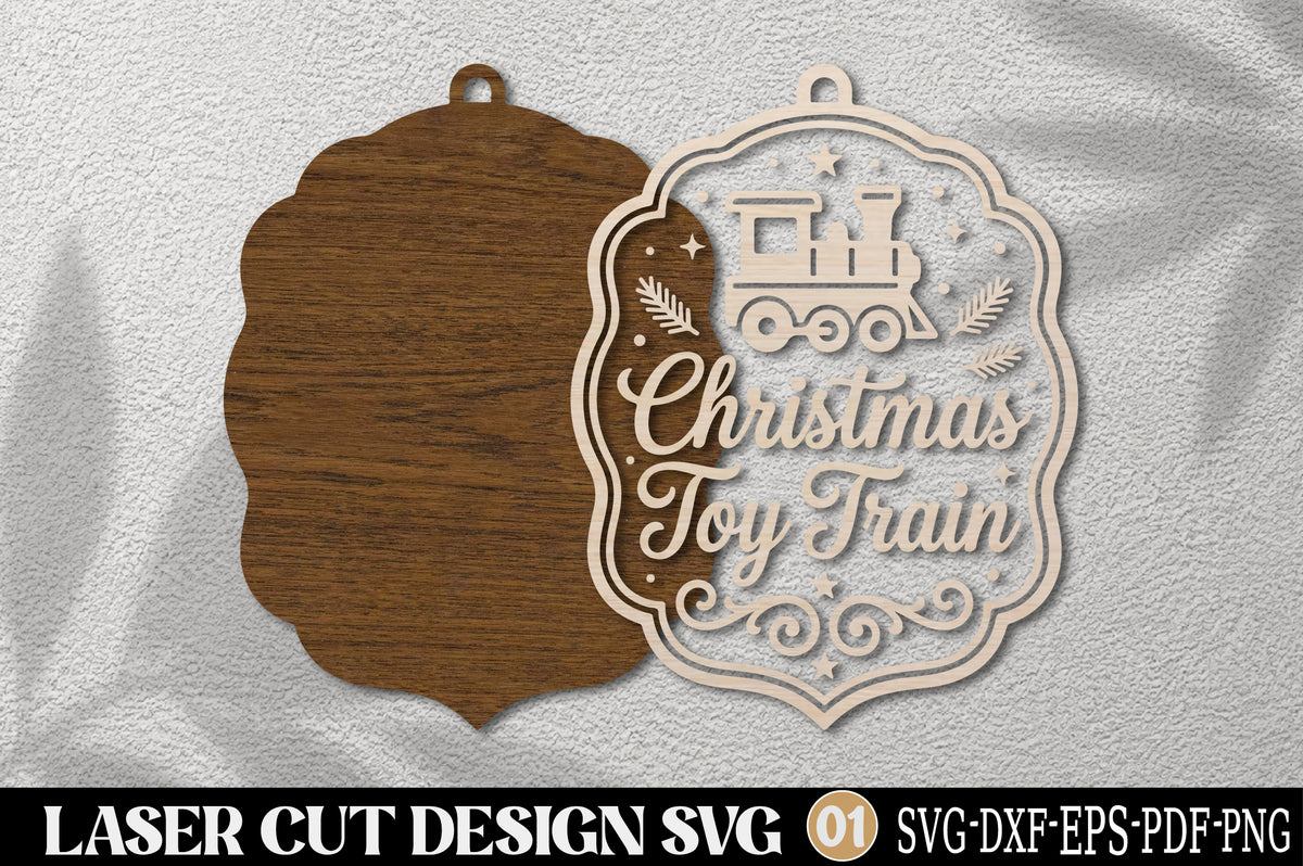 Christmas Joy Train Laser Cut SVG | Christmas Ornament Cut File