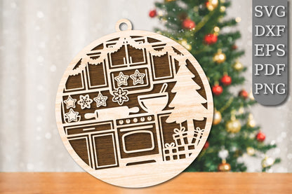 Christmas Kitchen Ornament SVG | Holiday Kitchen Laser Cut Design