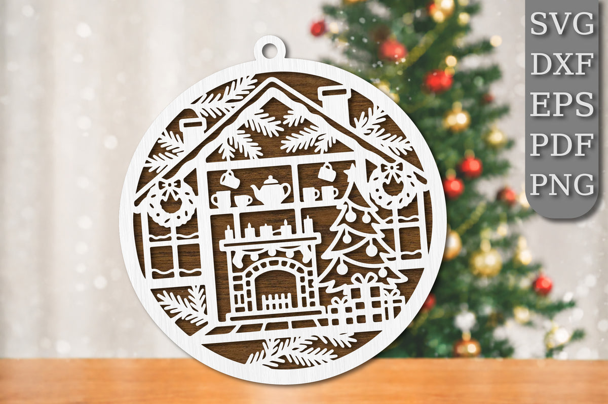 Christmas Kitchen Ornament SVG | Cozy Holiday Kitchen Laser Cut Design