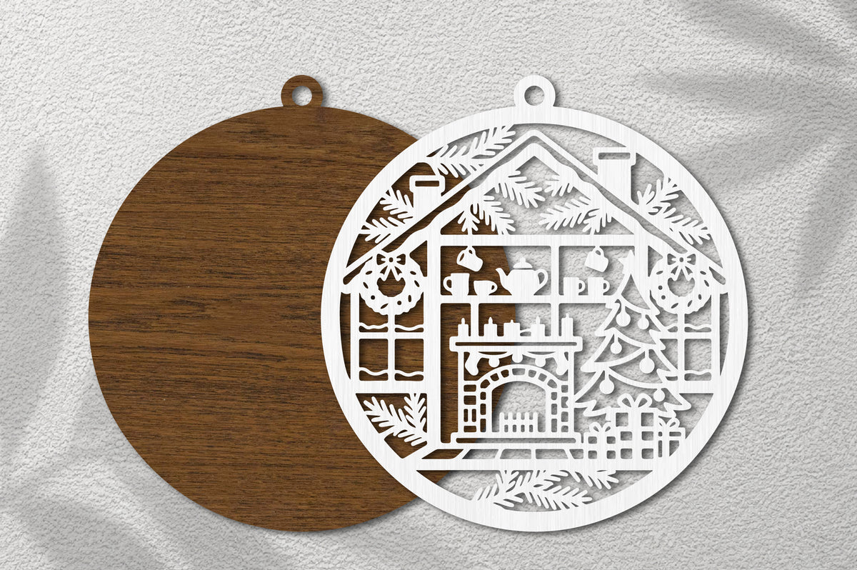 Christmas Kitchen Ornament SVG | Cozy Holiday Kitchen Laser Cut Design