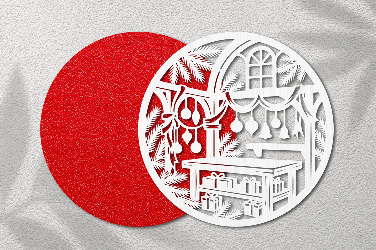 Christmas Kitchen Window Ornament SVG | Holiday Laser Cut Design