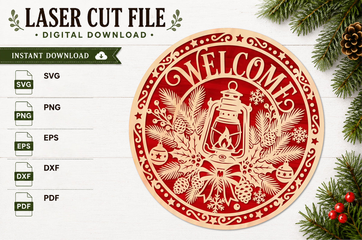 Christmas Lantern Welcome Sign SVG