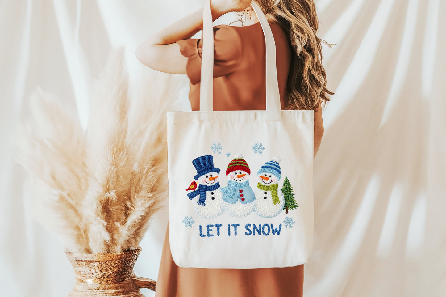 Faux Yarn Let It Snow Christmas Snowman PNG