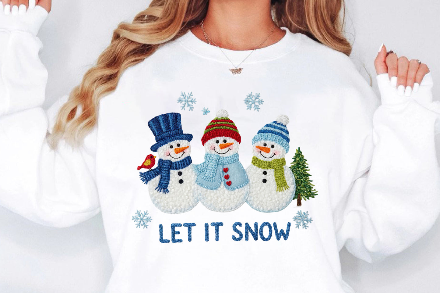 Faux Yarn Let It Snow Christmas Snowman PNG