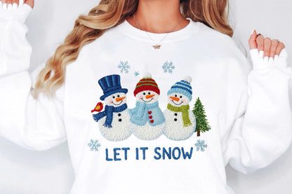 Faux Yarn Let It Snow Christmas Snowman PNG