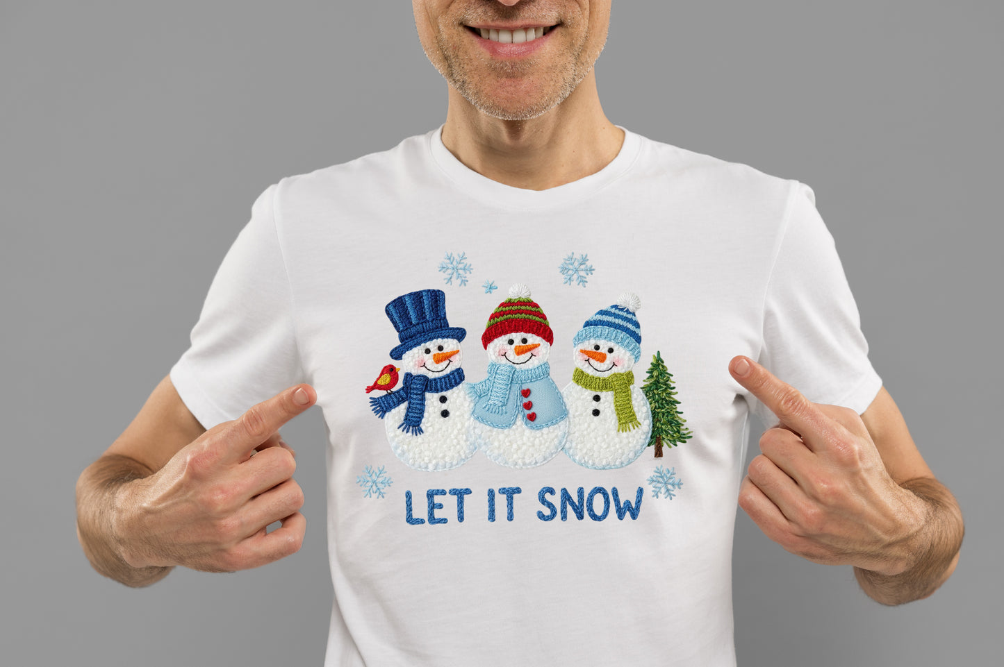 Faux Yarn Let It Snow Christmas Snowman PNG