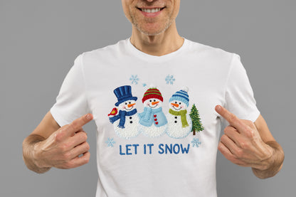 Faux Yarn Let It Snow Christmas Snowman PNG