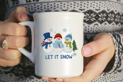 Faux Yarn Let It Snow Christmas Snowman PNG