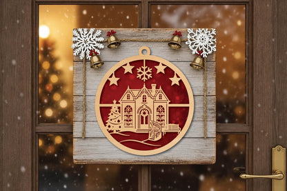 Christmas Library Ornament Laser Cut SVG