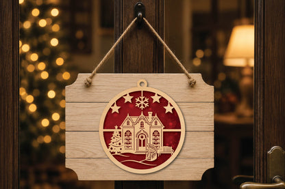 Christmas Library Ornament Laser Cut SVG