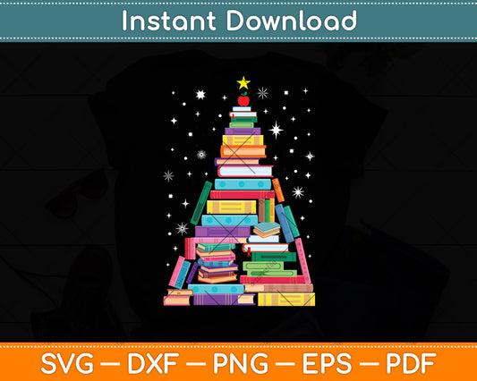 Christmas Library Tree Librarian Svg Digital Cutting File