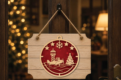 Christmas Lighthouse Airplane Ornament Laser Cut SVG
