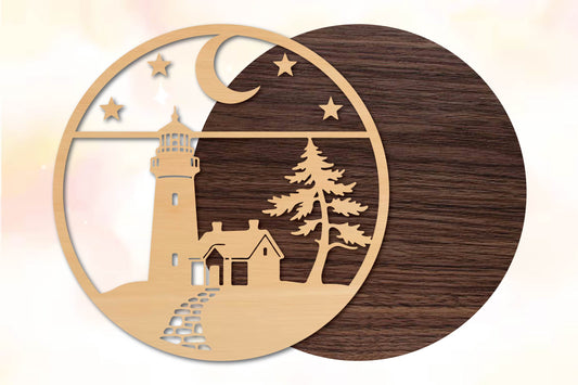 Christmas Lighthouse Cottage SVG