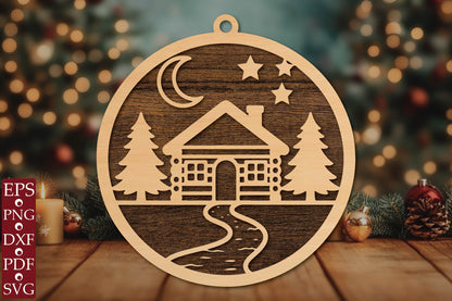 Christmas Log Cabin Laser Cut SVG