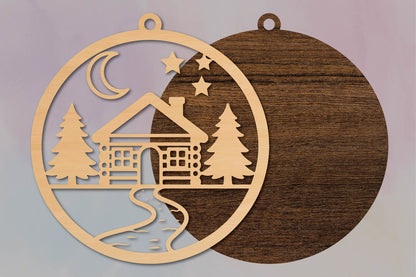 Christmas Log Cabin Laser Cut SVG