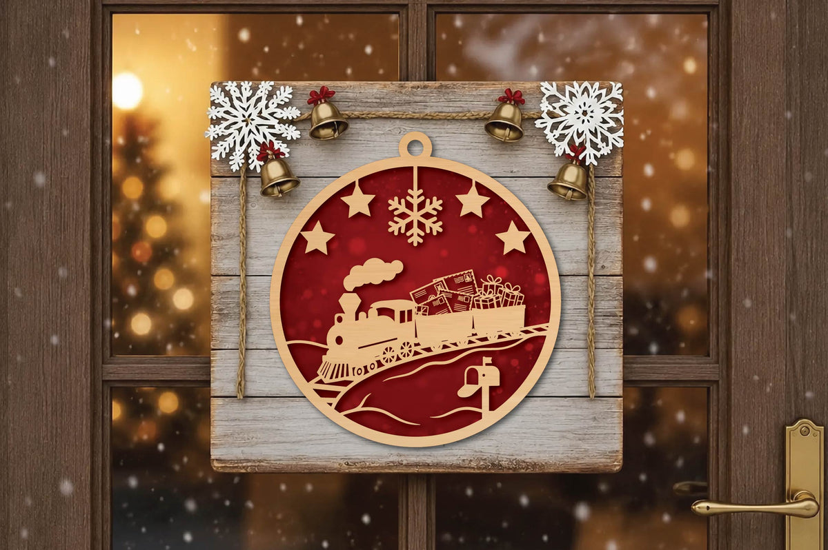 Christmas Mail Train Ornament Laser Cut SVG