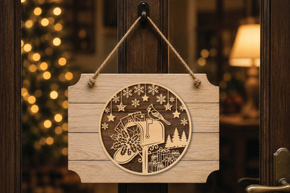 Christmas Mailbox Laser Cut SVG, Christmas Mailbox Ornament Cut File, Holiday Mailbox Woodland Decor