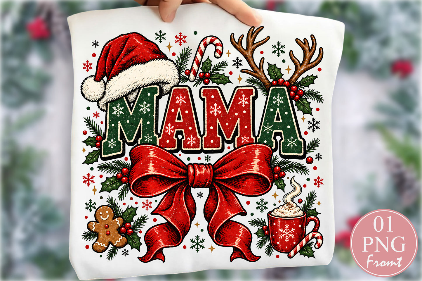 Christmas Mama PNG Sublimation Design, Merry Christmas Mama PNG