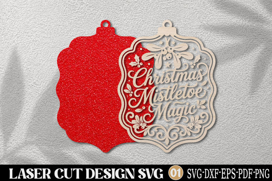 Christmas Mistletoe Magic Laser Cut SVG | Christmas Ornament Cut File