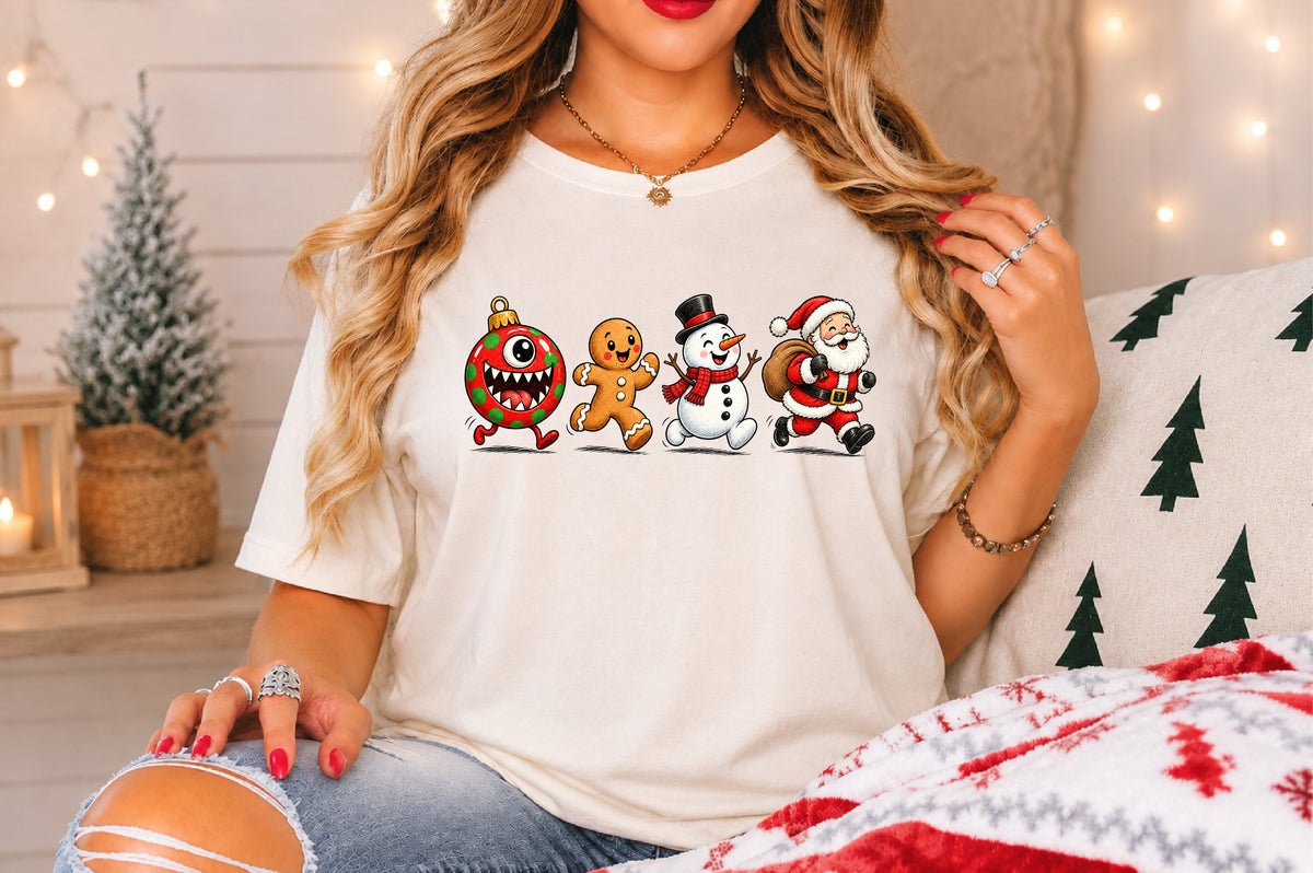 Cute Christmas Monster Ornament Gingerbread Snowman Santa PNG Sublimation