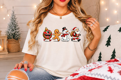 Cute Christmas Monster Ornament Gingerbread Snowman Santa PNG Sublimation