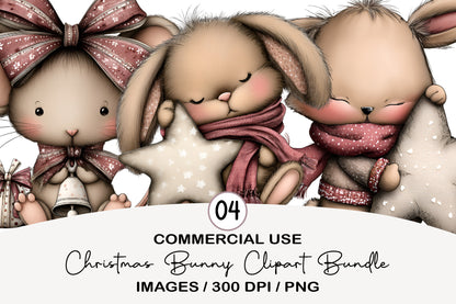 Christmas Bunny Clipart Bundle PNG