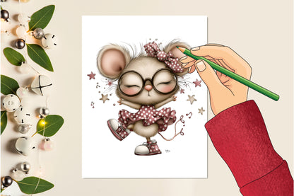 Christmas Mouse Clipart Bundle PNG