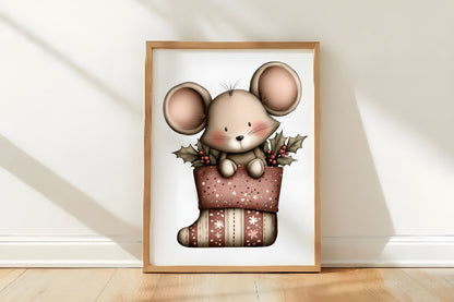 Christmas Mouse Clipart Bundle PNG